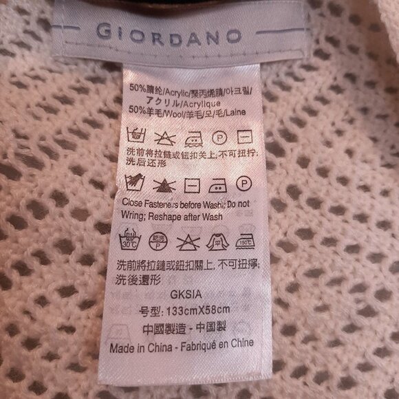 Giordano Wool Blend Cardigan Cape Sweater Cream Buttoned Cape Shawl - Picture 8 of 8